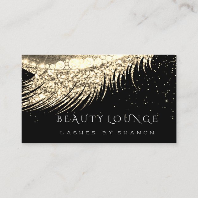 Makeup Artist Event Lash Stylist Gold  Black Spark Appointment Card (Front)