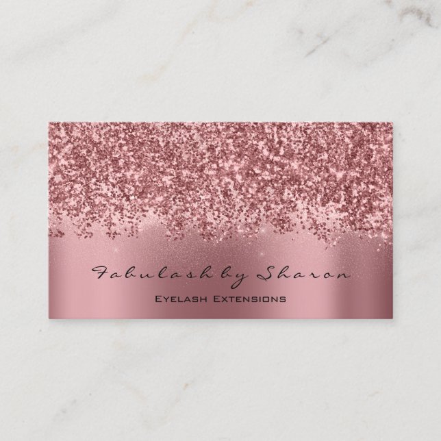 Makeup Artist Event Lashes Glitter Rose Spark Business Card (Front)