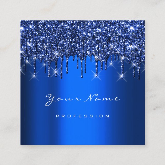 Makeup Artist Event Planner Glitter Navy Royal Square Business Card (Front)