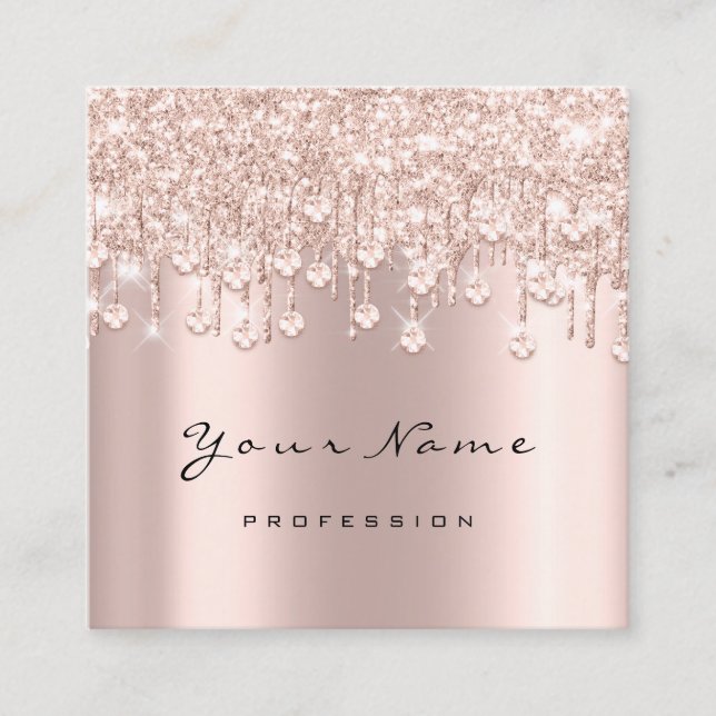 Makeup Artist Event Planner Glitter Spark Crystals Square Business Card (Front)