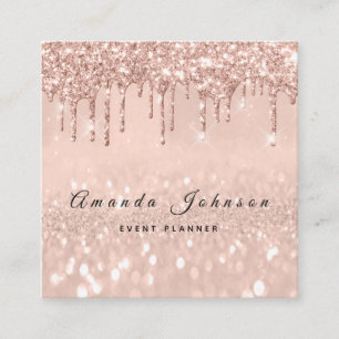 Makeup Artist Event Planner Glitter Spark Rose Square Business Card