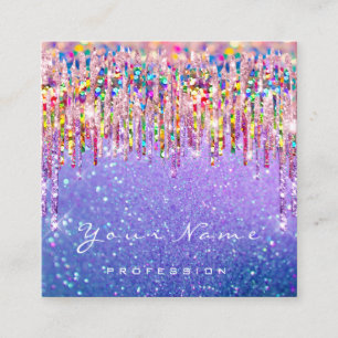 Makeup Artist Event Planner Holograph Glitter Pink Square Business Card
