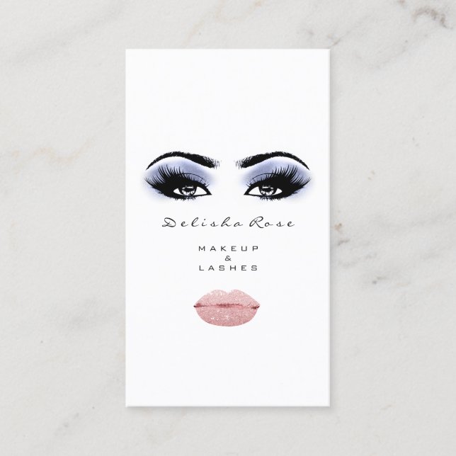 Makeup Artist Eye Lashes Blue Eyebrow Blush Lips Business Card (Front)
