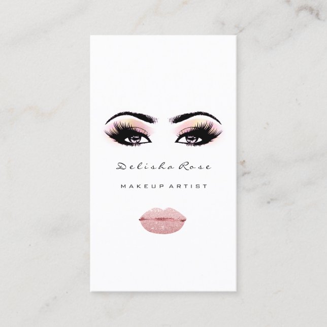 Makeup Artist Eye Lashes Glitter Eyebrow Lips VIP Business Card (Front)