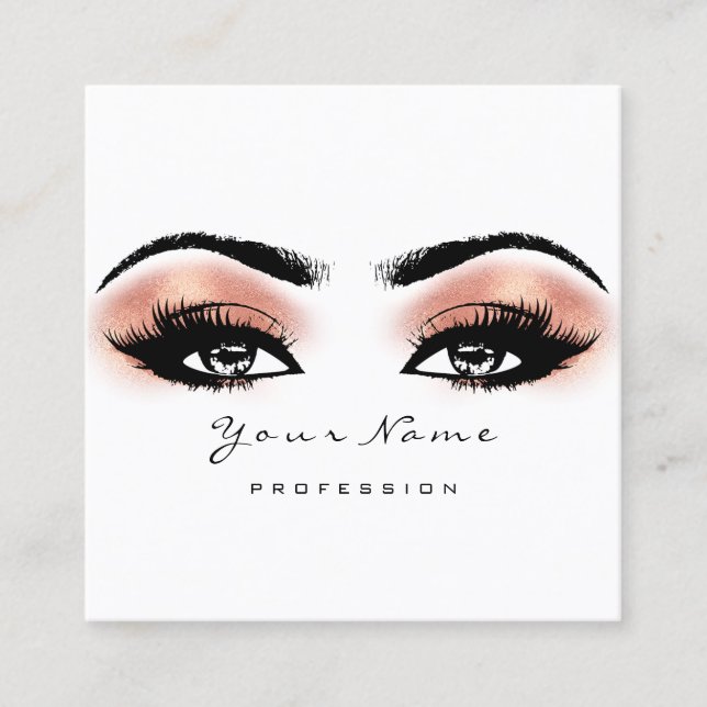 Makeup Artist Eyebrow Blush Lashes White Square Business Card (Front)