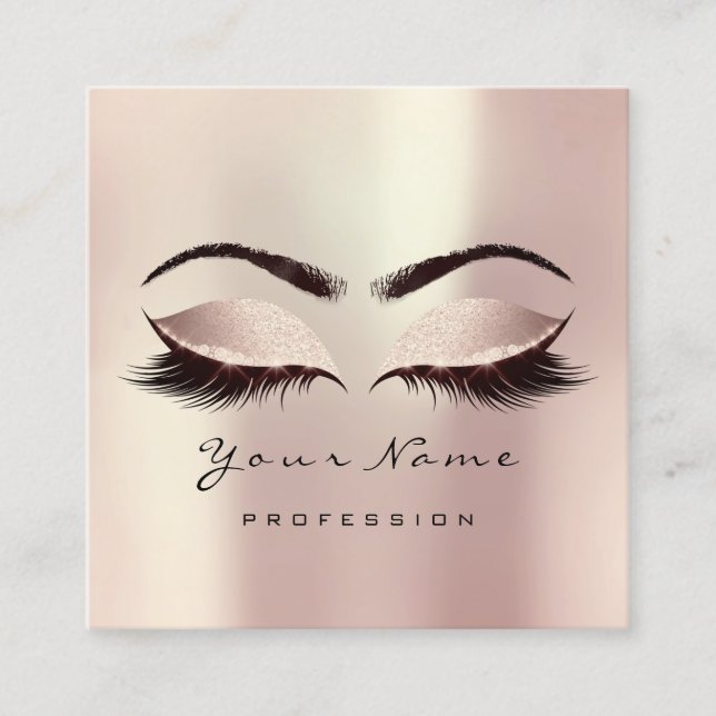 Makeup Artist Eyebrow Eye Lash Glitter Pink Blush Square Business Card (Front)