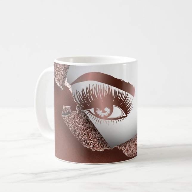 Makeup Artist Eyebrow Eyes Lashes Rose Gold Busine Coffee Mug (Front Left)