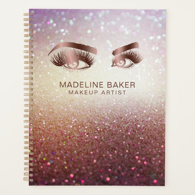Makeup Artist Eyebrow Eyes Lashes Rose Gold Planner (Front)