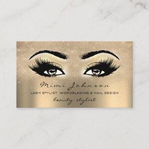 Makeup Artist Eyebrow Lash Gold Spark Aesthetician Business Card