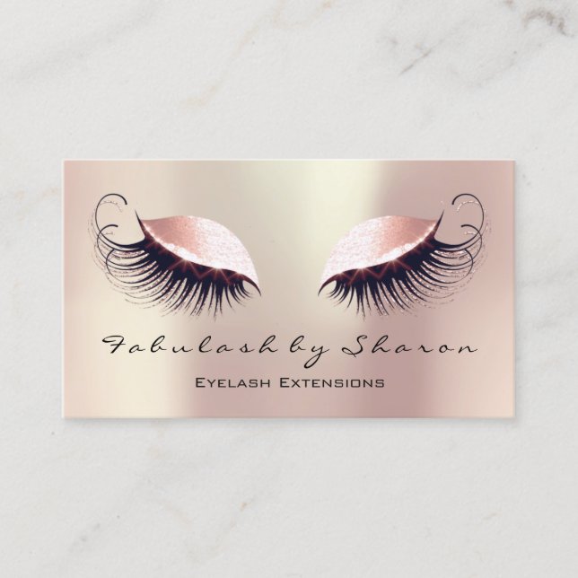 Makeup Artist Eyebrow Lashes Extension Rose Social Business Card (Front)