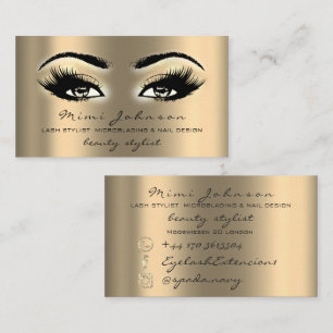 Makeup Artist Eyebrow Lashes Gold Sepi Business Card