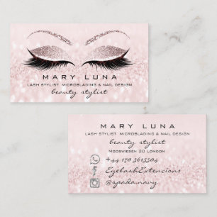 Makeup Artist Eyebrows Lashes Extensi Pink Glitter Business Card