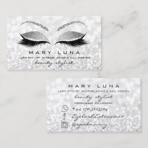 Makeup Artist Eyebrows Lashes Grey Silver Grey Lux Business Card