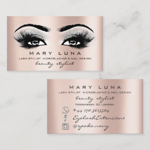 Makeup Artist Eyebrows Lashes Peach Rose Grey Business Card