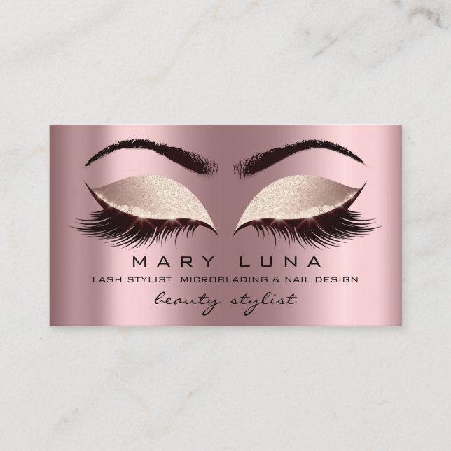 Makeup Artist Eyebrows Lashes Spark Rose Social Business Card (Front)