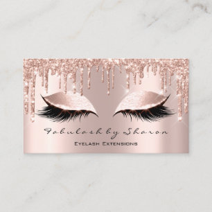 Makeup Artist Eyelash Affiliate Logo Drips Blush Business Card