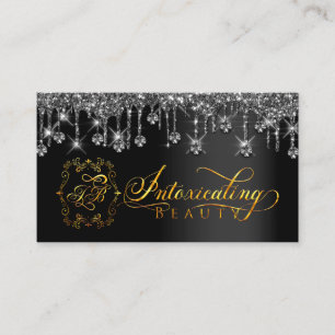 Makeup Artist Eyelash Black Drips Logo Diamond  Bu Business Card