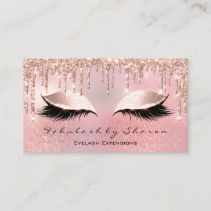 Makeup Artist Eyelash Glitter Drips Rose Pink Business Card