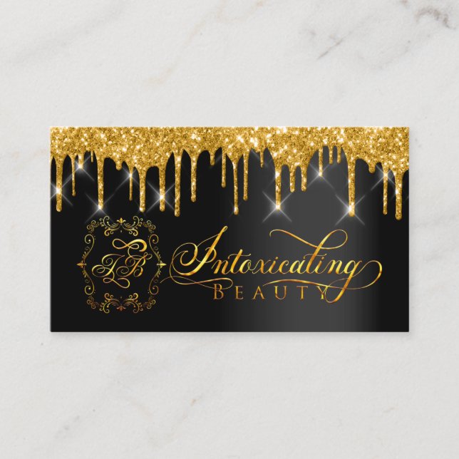 Makeup Artist Eyelash Gold Drips Custom Logo  Business Card (Front)