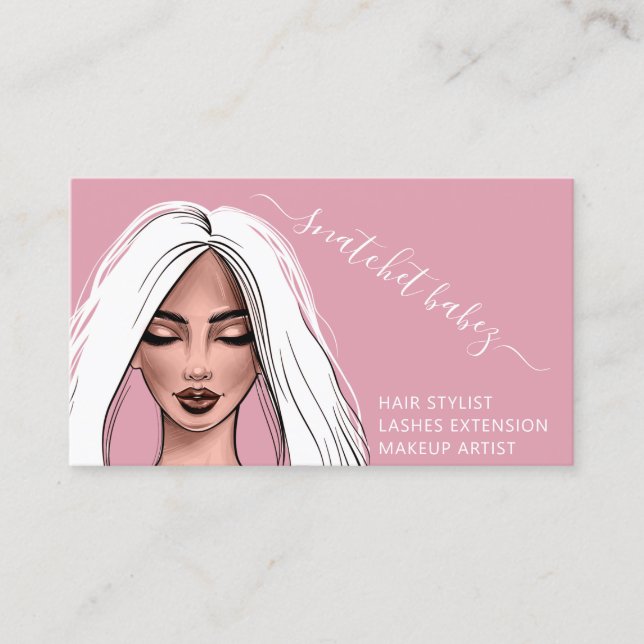 Makeup Artist Eyelash Hair Brows Lips QR Logo  Business Card (Front)