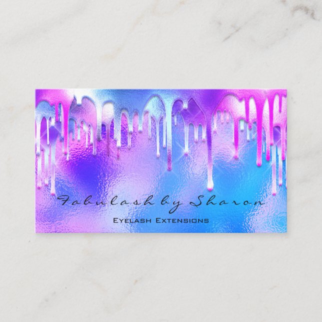 Makeup Artist Eyelash Holograph Drips Mermaid Business Card (Front)