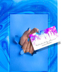 Makeup Artist Eyelash Holograph Drips White Business Card