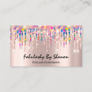 Makeup Artist Eyelash Lash Glitter Drips Holograph Business Card