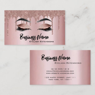 Makeup Artist Eyelash Lashes Glitter Drips Rose Business Card