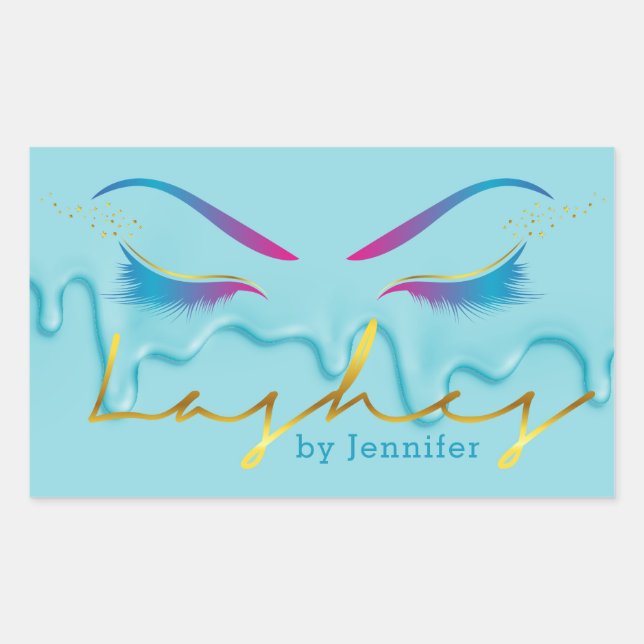 Makeup Artist Eyelash Lashes Paint Drips Teal Sticker (Front)