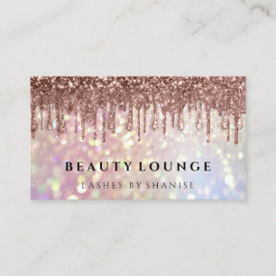Makeup Artist Eyelash Rose Drip Glitter Hair Nails Appointment Card