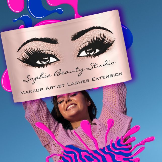 Makeup Artist Eyelashes Rose Gold Pink Glitter Banner (Makeup Artist Eyelashes Rose Gold Pink Glitter Banner)