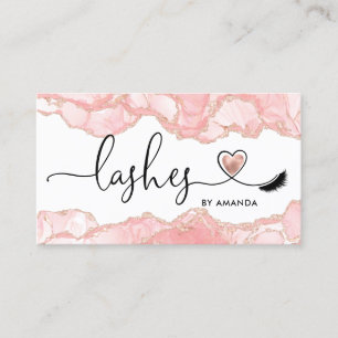 Makeup Artist  Eyes Lashes Blush Pink Agate Busine Business Card