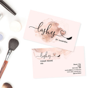 Makeup Artist Eyes Lashes Blush Pink Watercolor B Business Card