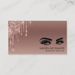 Makeup Artist Eyes Lashes Dripping Rose Gold Business Card