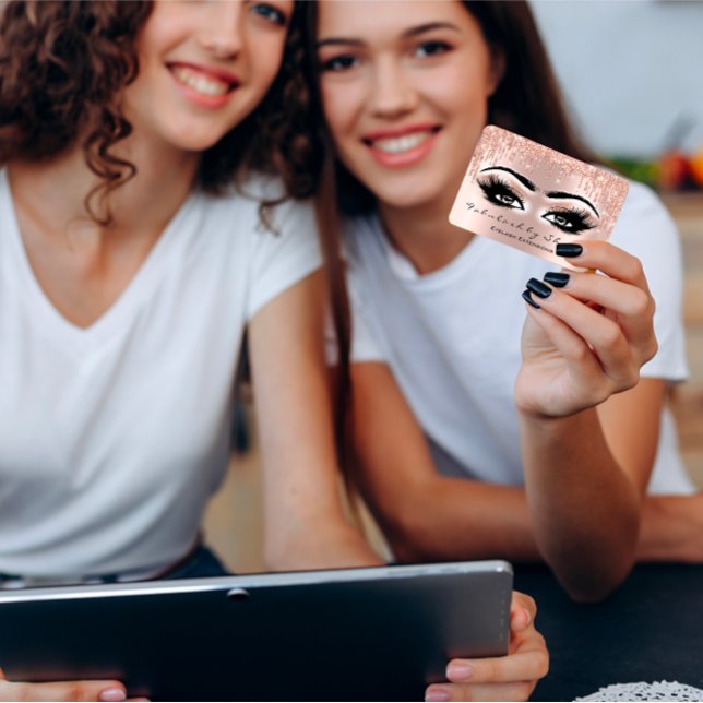 Makeup Artist Eyes Lashes Glitter Drips Rose Lux Business Card (Makeup Artist Eyes Lashes Glitter Drips Rose Lux Business Card)