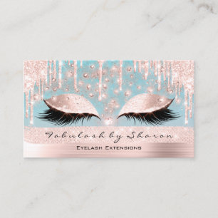 Makeup Artist Eyes Lashes Glitter Drips Rose Spark Business Card