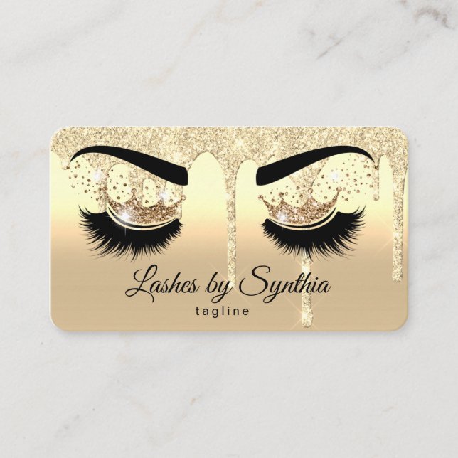 Makeup artist eyes lashes queen dripping gold business card (Front)