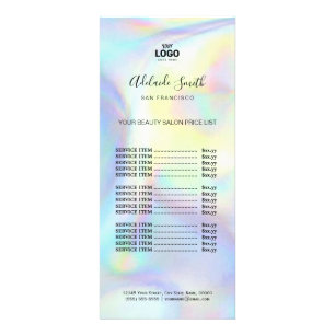 makeup artist faux holographic effect price list rack card