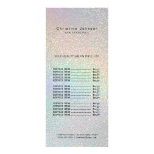 makeup artist faux rainbow glitter price list rack card