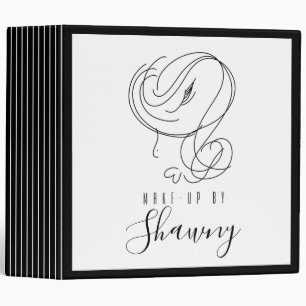 Makeup Artist Feminine Line Art Woman Hand Drawn Binder