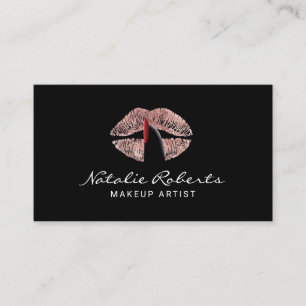 Makeup Artist Finger on Rose Gold Lips Salon Business Card