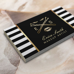 Makeup Artist Freelance Styling Modern Stripes Business Card