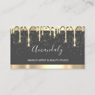 Makeup Artist Glitter  3dEffect Drips Gray Confett Business Card