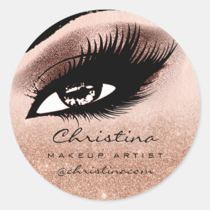 Makeup Artist Glitter  Eyelashes Rose Ombre Classic Round Sticker
