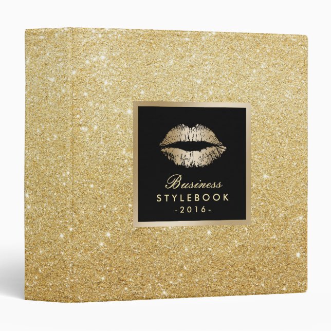 Makeup Artist Gold Glitter Beauty Salon Stylebook Binder (Front/Spine)