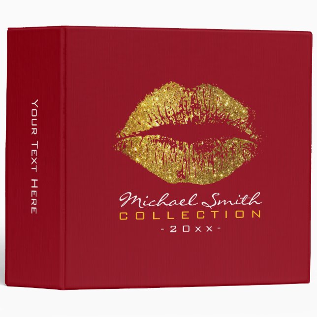 Makeup Artist Gold Glitter Lips #10 Binder (Front/Spine)