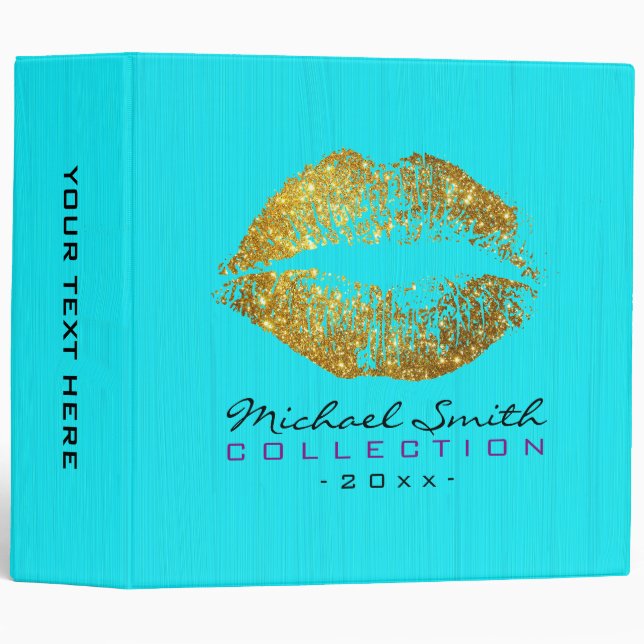 Makeup Artist Gold Glitter Lips #4 Binder (Front/Spine)