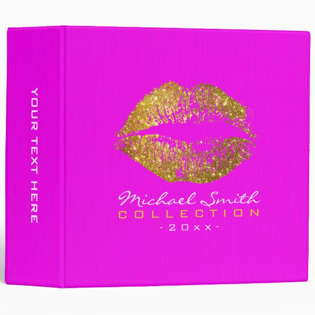 Makeup Artist Gold Glitter Lips #6 Binder (Front/Spine)