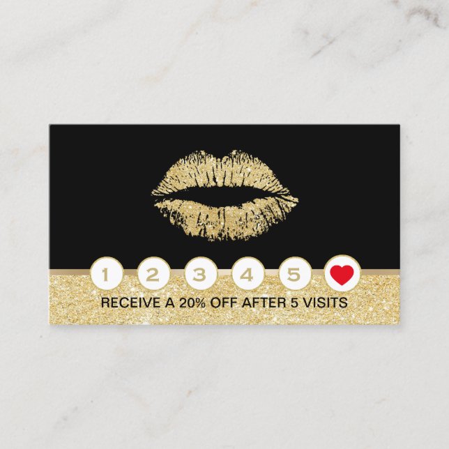 Makeup Artist Gold Glitter Lips Salon Loyalty (Front)