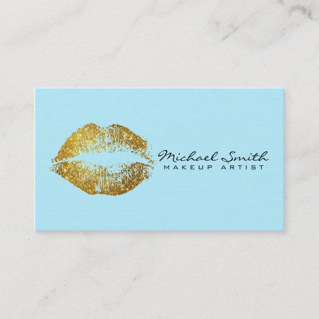 Makeup Artist Gold Lips #5 Business Card (Front)